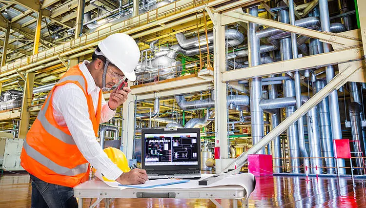 Electrical engineer working in modern thermal power plant